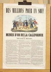 Plakat, das die Goldminen in Kalifornien bewirbt